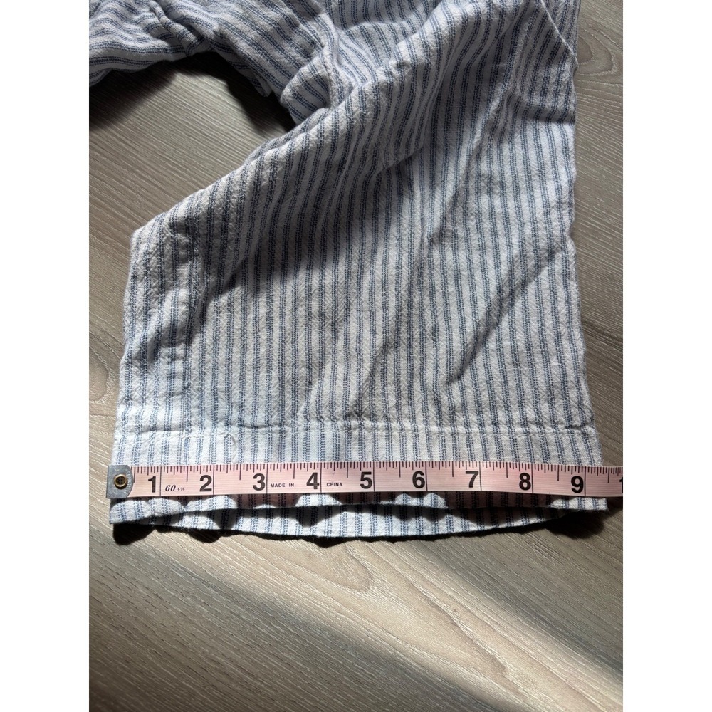 Westbund Womens S Blue White Striped Linen Blend Wide Leg Crop Pants Casual Work - Picture 9 of 10